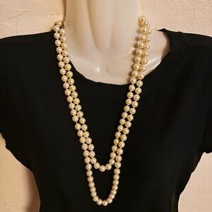 vintage cultured pearl necklace with 14K yellow gold filigree clasp 54”